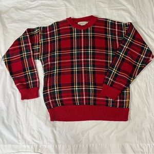 Vintage Red Plaid Christmas Sweater